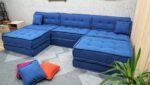 Blue U Shaped Sectional Sofa With Ottoman And Chaise - Image 3