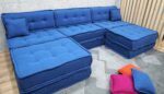 Blue U Shaped Sectional Sofa With Ottoman And Chaise - Image 4