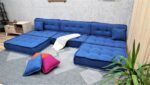 Blue U Shaped Sectional Sofa With Ottoman And Chaise - Image 7