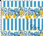Blue Striped Lemon Patterned Sofa and Curtain Fabric