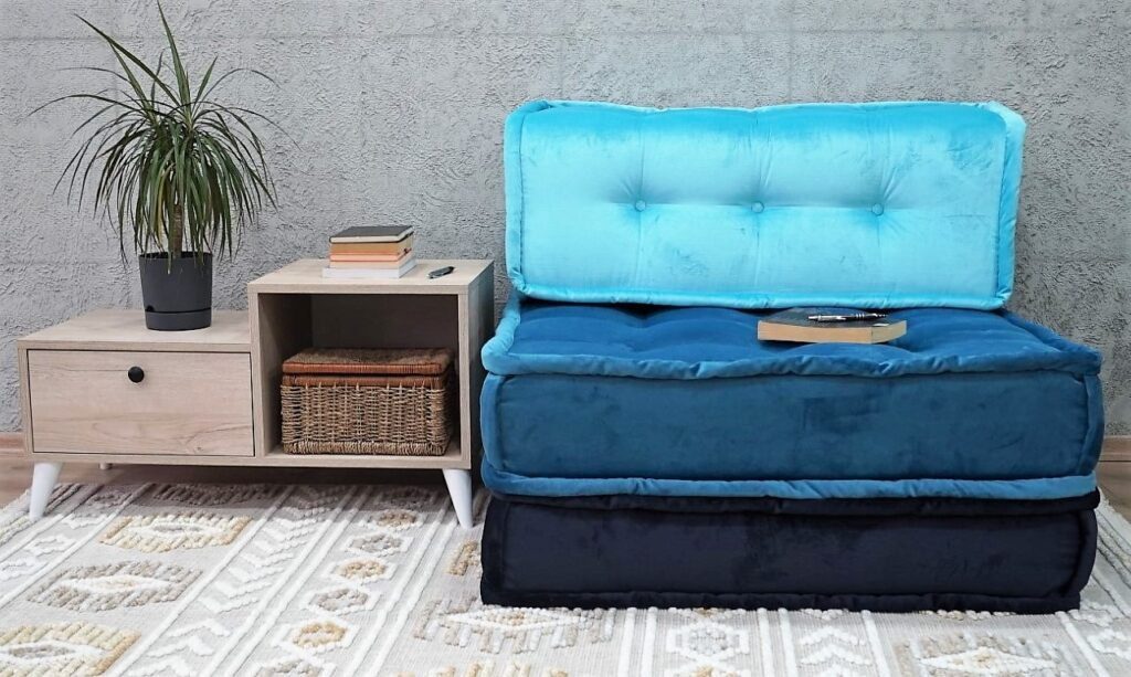 blue thick cushion on the floor 1