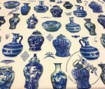 Blue Tile Vases Patterned Cushion Fabric - Image 3