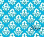 Blue White Damask Patterned Fabric