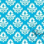 Blue White Damask Patterned Fabric