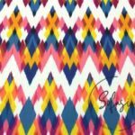 Blue Yellow Pink Ikat Fabric