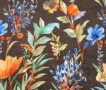 Brown Linen Blue Floral Pattern Fabric - Image 5