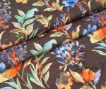 Brown Linen Blue Floral Pattern Fabric - Image 9