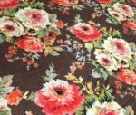 Brown Linen Roses Patterned Fabric - Image 3