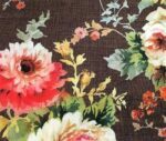 Brown Linen Roses Patterned Fabric - Image 5