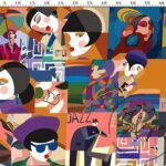 Carnival Collage Pattern Fabric
