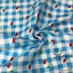 Cherry Gingham Patterned Plaid Fabric