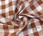 Chocolate Large Gingham Patterned Fabric - Image 3