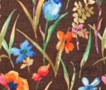 Coffee Linen Watercolor Flowers Patterned Fabric - Image 7