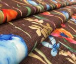 Coffee Linen Watercolor Flowers Patterned Fabric - Image 8