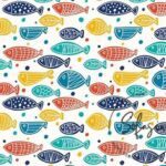 Colorful Fish Pattern Sofa and Curtain Fabric