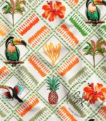 Colorful Tropical Pattern Curtain Fabric - Image 4