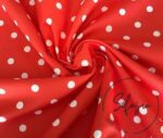 Coral Polka Dot Patterned Fabric - Image 3