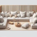 Cream Sectional Floor Sofa Set, U Shaped Cushion Sets