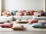 Cream Sectional Floor Sofa Set, U Shaped Cushion Sets - Image 4