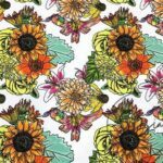 Dahlia Patterned White Fabric, Drapery and Sofa Fabric