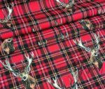 Deer Patterned Fabric on Red Plaid - Image 3