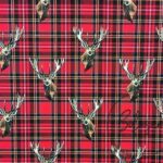 Deer Patterned Fabric on Red Plaid