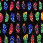 Ethnic Feathers Patterned Throw Pillow and Curtain Fabric