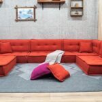 U Shaped Floor Sofa Orange, Extra Large Settee Cushions