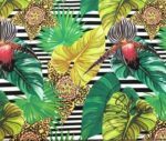 Fine Striped Tropical Floral Fabric - Image 3