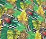 Fine Striped Tropical Floral Fabric