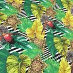 Fine Striped Tropical Floral Fabric