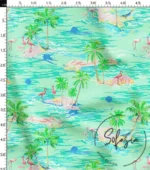 Flamingo Island Patterned Green Fabric, Curtain, Sofa, Cover Fabrics - Image 4