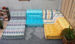 Blue Floor Pillows Large For Living Room, Mahjong Couch - Image 4