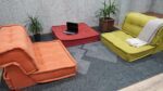 Floor Seating Cushions With Back Support, Orange Low Sofa - Image 2