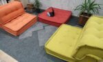 Floor Seating Cushions With Back Support, Orange Low Sofa - Image 3