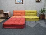 Floor Seating Cushions With Back Support, Orange Low Sofa