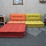 Floor Seating Cushions With Back Support, Orange Low Sofa