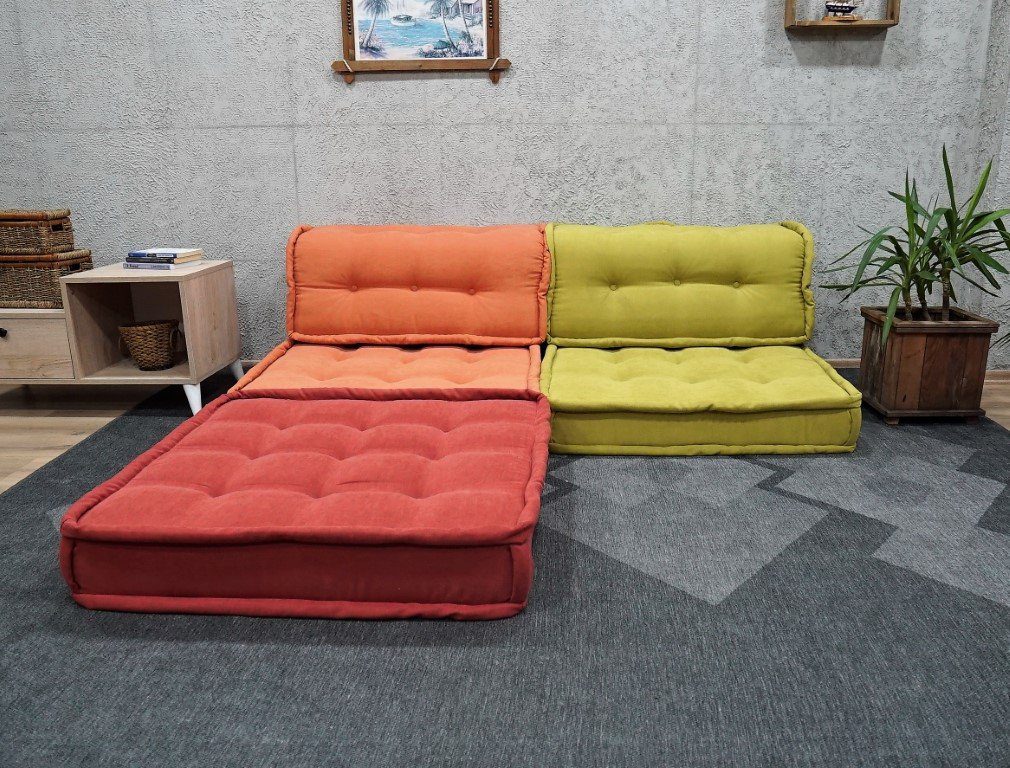 floor-seating-cushions-with-back-support-7.jpg Floor Seating Cushions With Back Support, Orange Low Sofa - Image 1