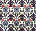 Flower Motif Tile Pattern Curtain Fabric