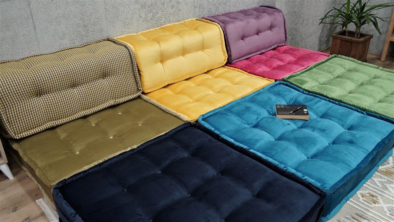 foldable-floor-cushion-bed-11.jpg Colorful Pit Couch Sectional, Foldable Floor Cushion Bed - Image 1