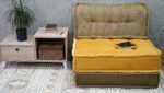 Velvet Mustard Yellow Mid Century Modern Sofa - Image 4