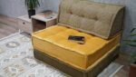 Velvet Mustard Yellow Mid Century Modern Sofa - Image 3