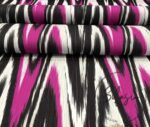 Fuchsia Black Zigzag Pattern Ikat Fabric - Image 6