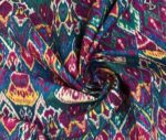 Fuchsia Blue Ikat Patterned Cover Fabric - Image 5