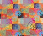 Fuchsia Orange Color Patchwork Patterned Fabric