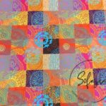 Fuchsia Orange Color Patchwork Patterned Fabric