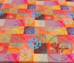 Fuchsia Orange Color Patchwork Patterned Fabric - Image 4