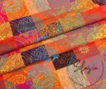 Fuchsia Orange Color Patchwork Patterned Fabric - Image 5