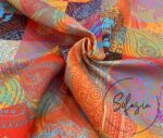 Fuchsia Orange Color Patchwork Patterned Fabric - Image 6