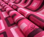 Fuchsia Pink Geometric Vintage Patterned Fabric - Image 8